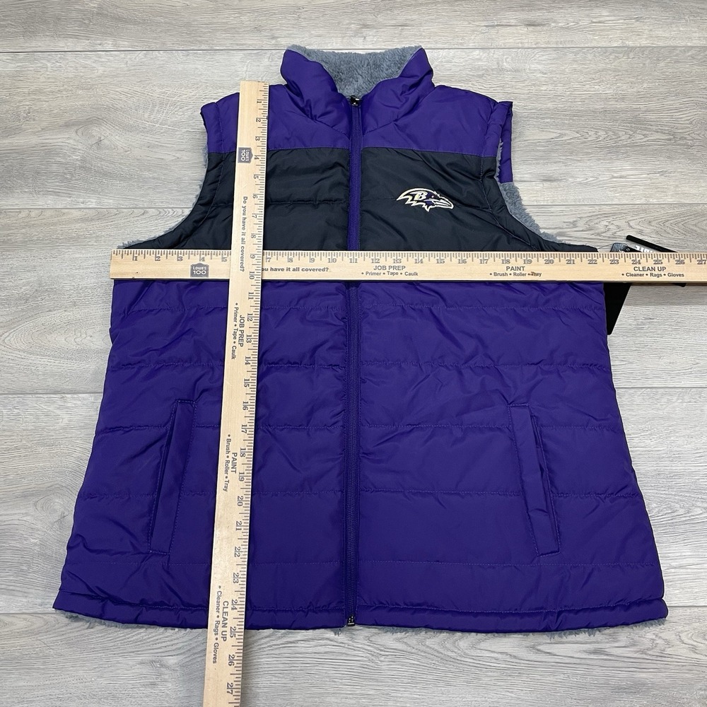 NWT Baltimore Ravens Puffy Sherpa Reversible Vest NFL Football - Picture 4 of 8